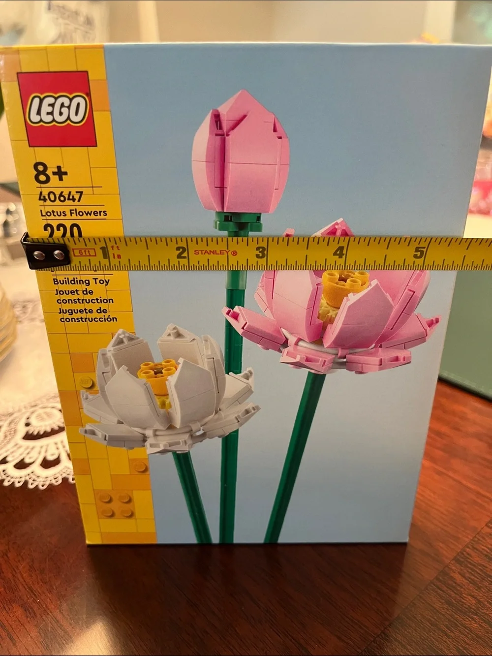 Lego Pink and White Lotus Flowers with Green Stems